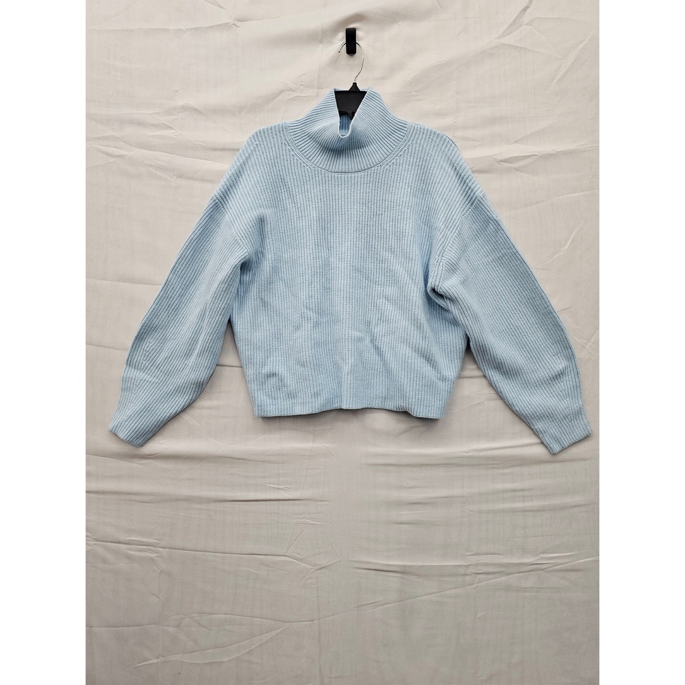 A New Day Light Blue Ribbed Mock Neck Sweater Size M 018142485